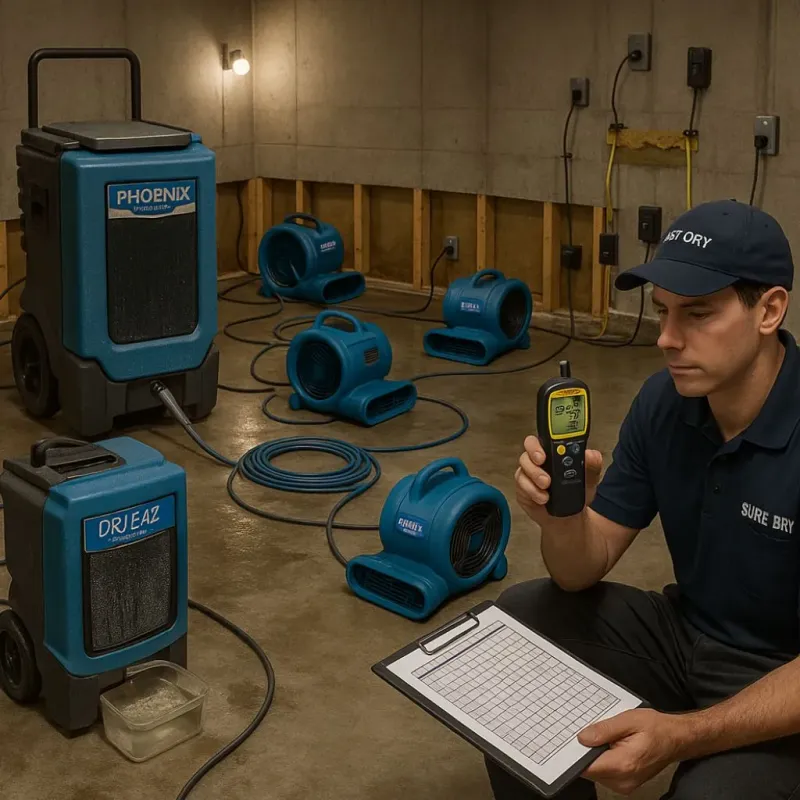 Structural Drying and Dehumidification process in Jenks, OK